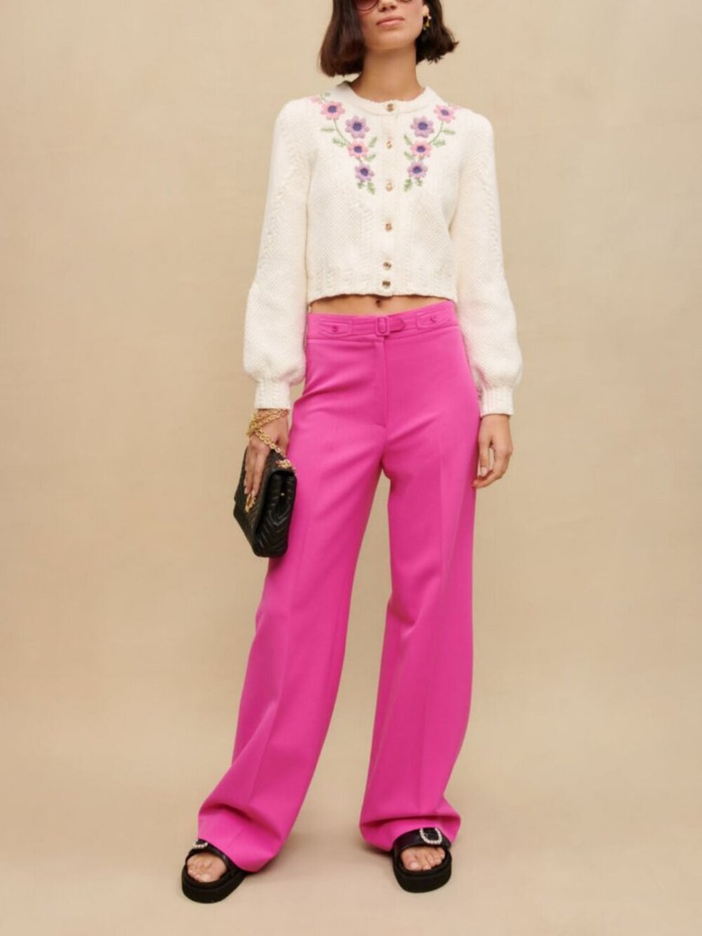Maje Wide-leg Suit Pants Pink Size FR 38/ Medium